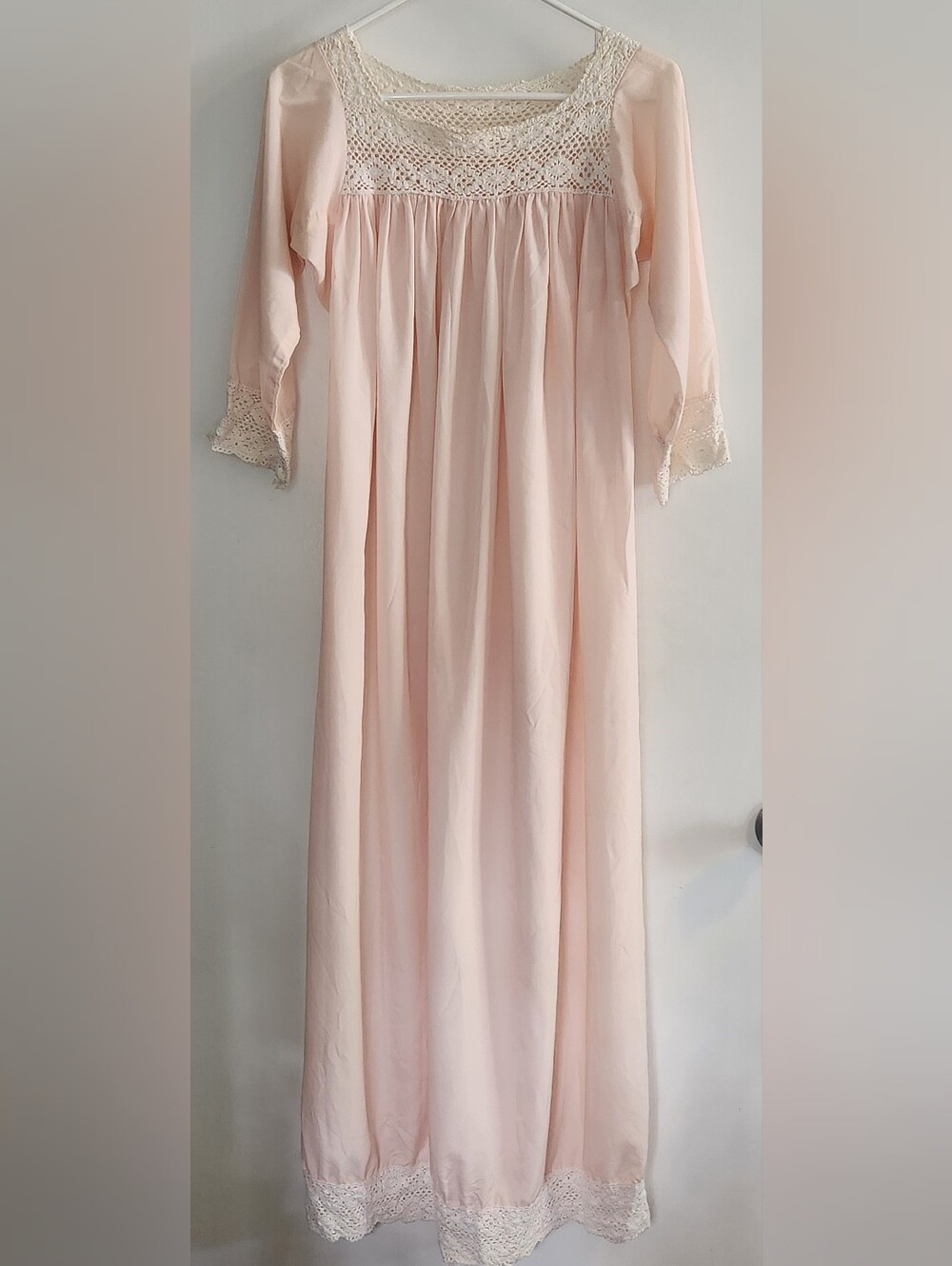 Vintage saks fifth avenue Silk Nightgown Crochet Trim 1940s-1950s